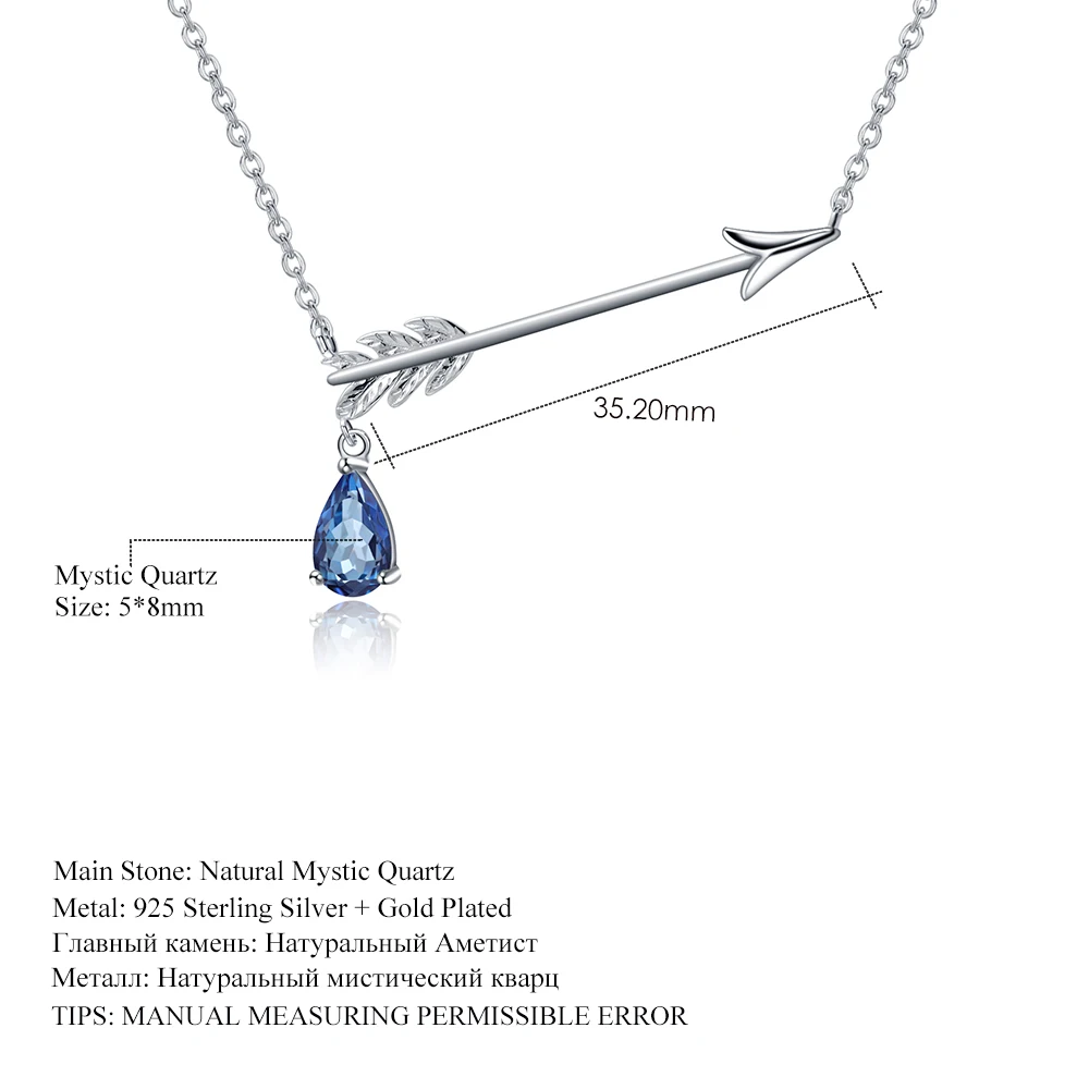 GEM'S BALLET 0.82Ct Natural Mystic Quartz - Iolite Blue Arrowhead Pendant for Women 925 Sterling Silver Cupid's arrow Necklace
GEM'S BALLET 0.82Ct Natural Mystic Quartz - Iolite Blue Arrowhead Pendant for Women 925 Sterling Silver Cupid's arrow Necklace