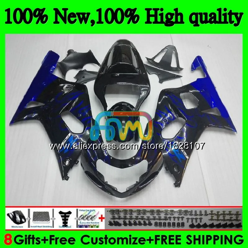 

K1 Body For SUZUKI GSXR-750 GSXR600 01 02 Blue flames 03 35BS.8 GSXR 750 600 01-03 CC GSX-R600 GSXR750 2001 2002 2003 Fairing