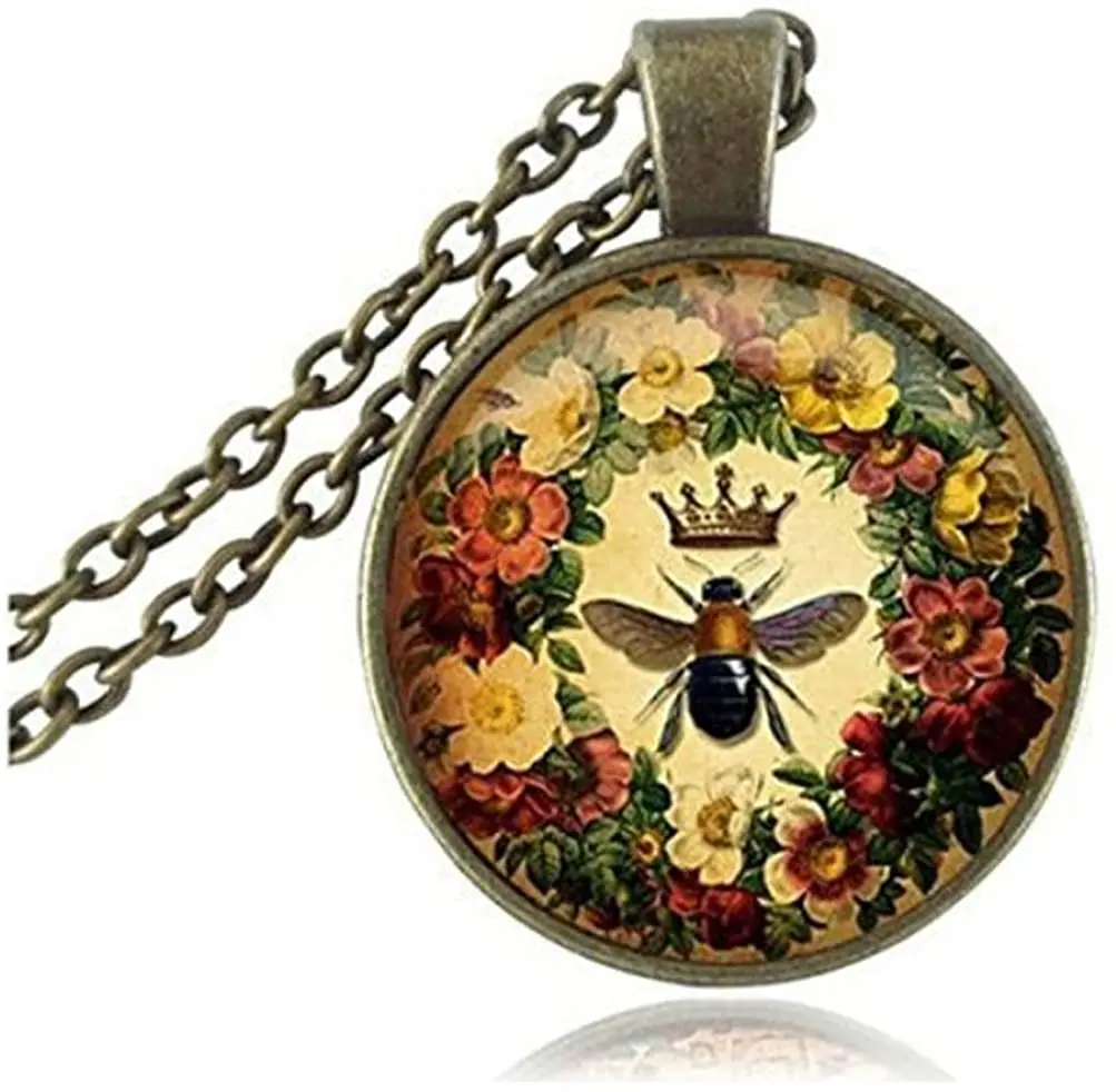 Queen Bee Necklace Flower Jewelry Animal Honeybee Cabochon Pendant Letter Jewelry Antique Bronze Chain Neckless Women Jewellery 
Queen Bee Necklace Flower Jewelry Animal Honeybee Cabochon Pendant Letter Jewelry Antique Bronze Chain Neckless Women Jewellery