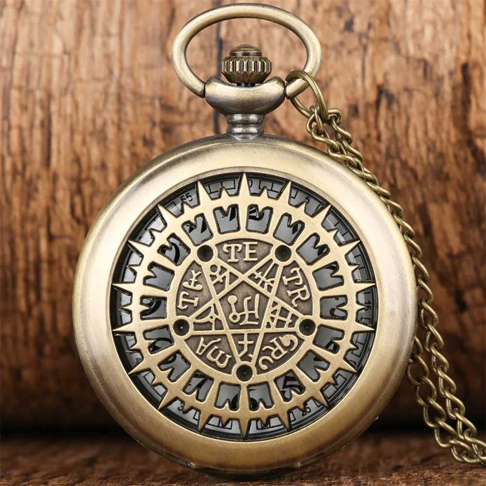 

reloj de bolsillo Bronze Necklace Pendant Quartz Pocket Watch Arabic Numerals White Dial Retro Timepiece Gifts Men Women Kids