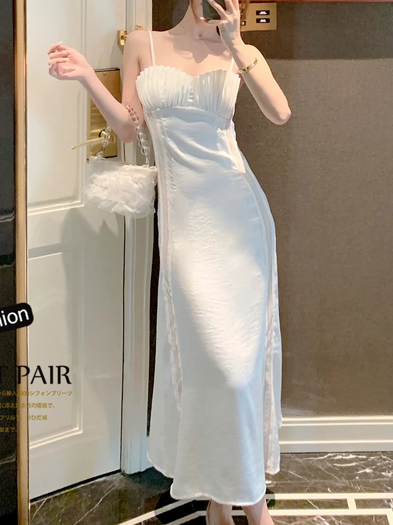 Summer Sexy Spaghetti Strap Fairy White Dress Women French Style Dress 2021 Female New Sleeveless High Waist A-Line Long Dresses
Summer Sexy Spaghetti Strap Fairy White Dress Women French Style Dress 2021 Female New Sleeveless High Waist A-Line Long Dresses