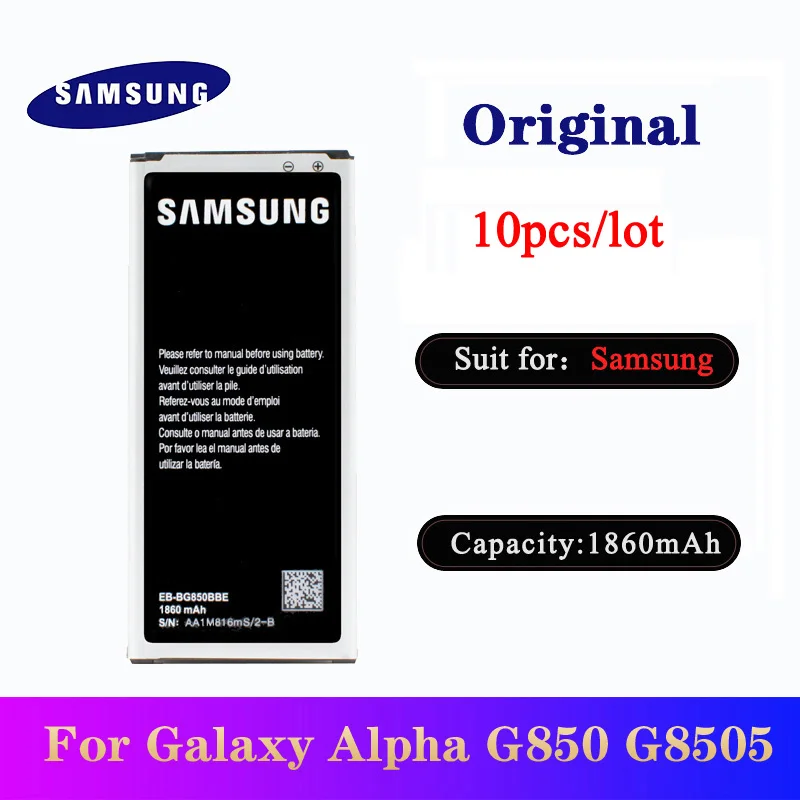 10pcs/lot Battery For Samsung Galaxy Alpha SM-G850F G8508S G8509V G850M Phone Original Replacement Batteria EB-BG850BBE 1860mAh
10pcs/lot Battery For Samsung Galaxy Alpha SM-G850F G8508S G8509V G850M Phone Original Replacement Batteria EB-BG850BBE 1860mAh
