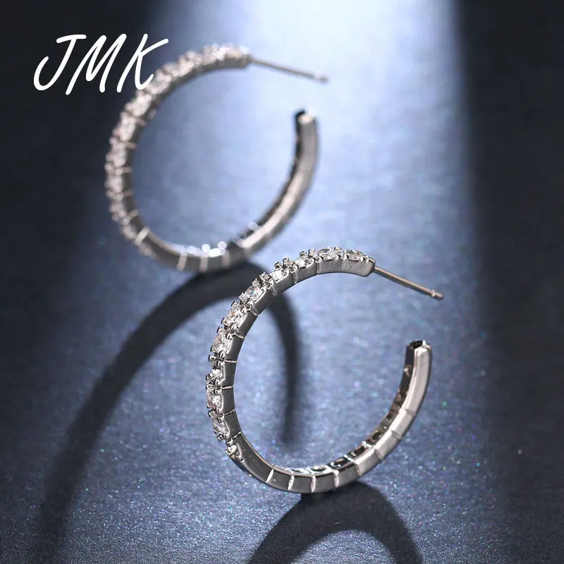 JMK Simple AAA Zircon Hoop Earrings Silver Crystal Shiny Classic Fasion Accessories Jewelry For Women Bridal Wedding Party Gift
JMK Simple AAA Zircon Hoop Earrings Silver Crystal Shiny Classic Fasion Accessories Jewelry For Women Bridal Wedding Party Gift