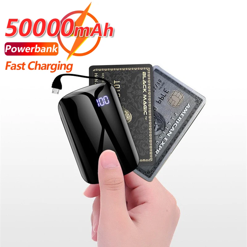 50000mAh Mini Power Bank Fast Charging Built in Cables Charger Portable High Capacity Outdoor Emergency External Battery for i13
50000mAh Mini Power Bank Fast Charging Built in Cables Charger Portable High Capacity Outdoor Emergency External Battery for i13