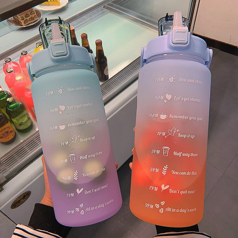 2L Large Capacity Water Bottle With Straw Bounce Cover Time Marker Frosted Leakproof Cup For Outdoor Sports Fitness Kettle Jug
2L Large Capacity Water Bottle With Straw Bounce Cover Time Marker Frosted Leakproof Cup For Outdoor Sports Fitness Kettle Jug