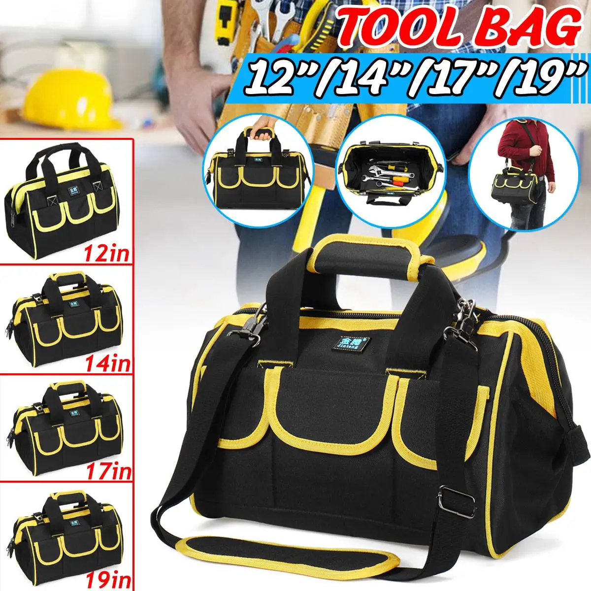 12"15"17"19" Waterproof Tool Bag Electrician Hardware Organizer Portable Woodworking Oxford Cloth Repair Kit Toolbag with Handle
12"15"17"19" Waterproof Tool Bag Electrician Hardware Organizer Portable Woodworking Oxford Cloth Repair Kit Toolbag with Handle
