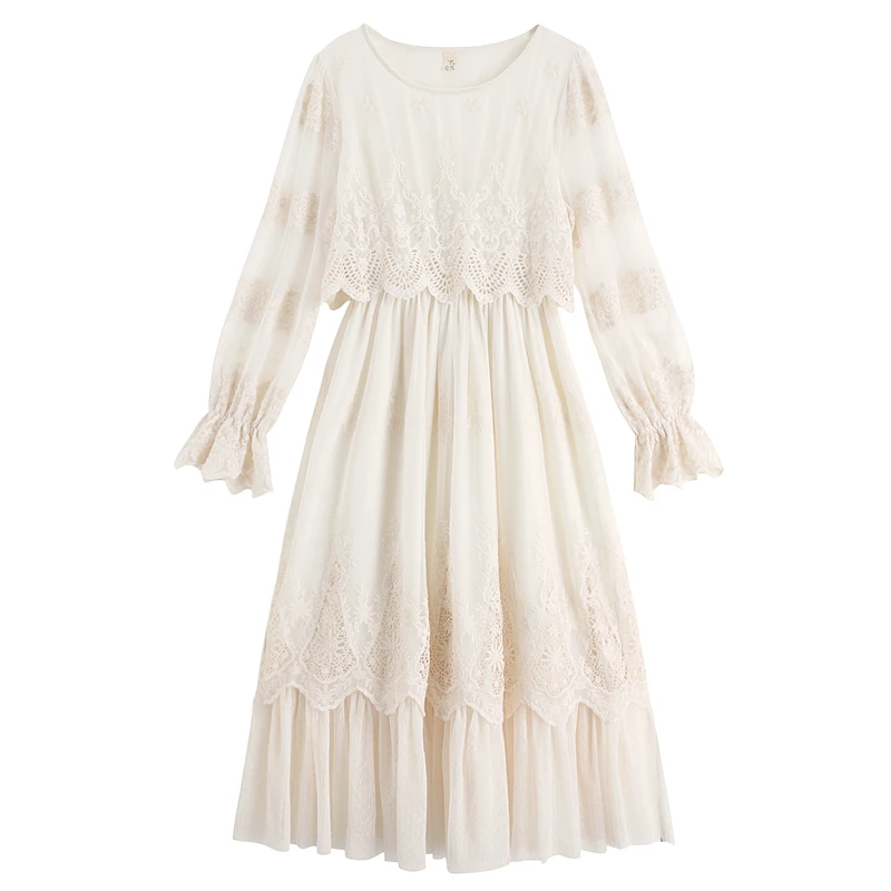 New Original Design Spring Autumn Women French Vintage Elegant Sweet Embroidery Lace Mesh Long Dresses
New Original Design Spring Autumn Women French Vintage Elegant Sweet Embroidery Lace Mesh Long Dresses