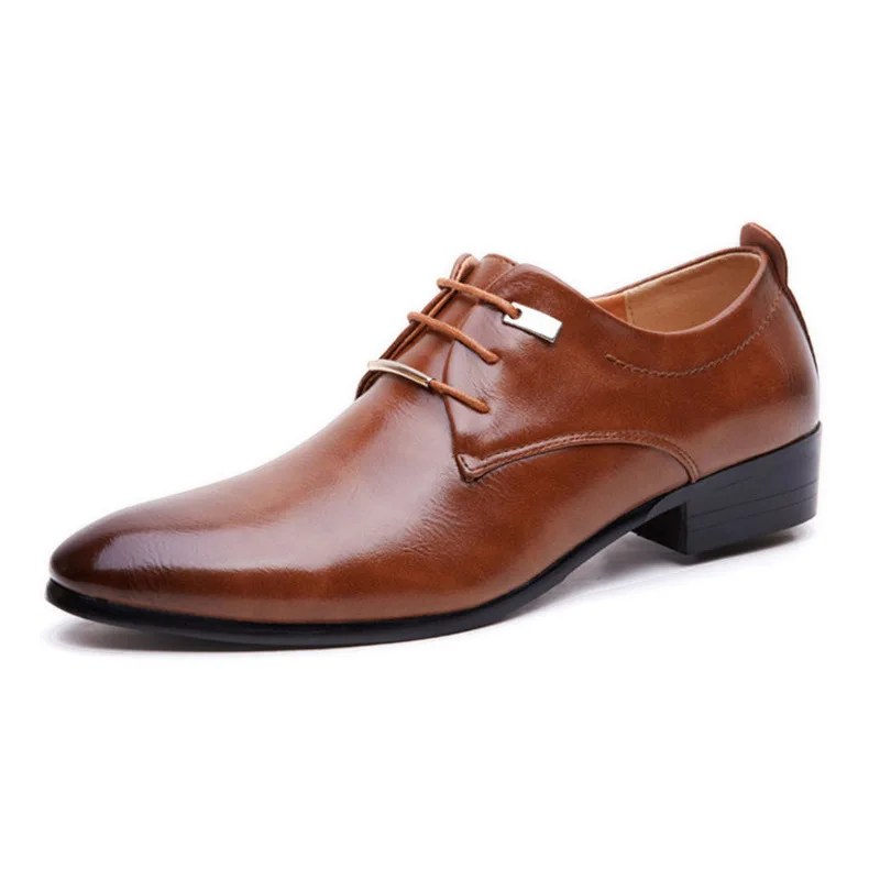 GOXPACER/Винтажная обувь Мужские Блестящие деловые туфли с острым носком на шнуровке
