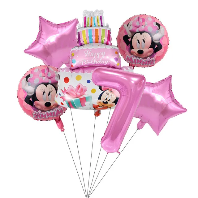 Микки и Минни Маус торт набор номера воздушные шары с днем рождения мультфильм