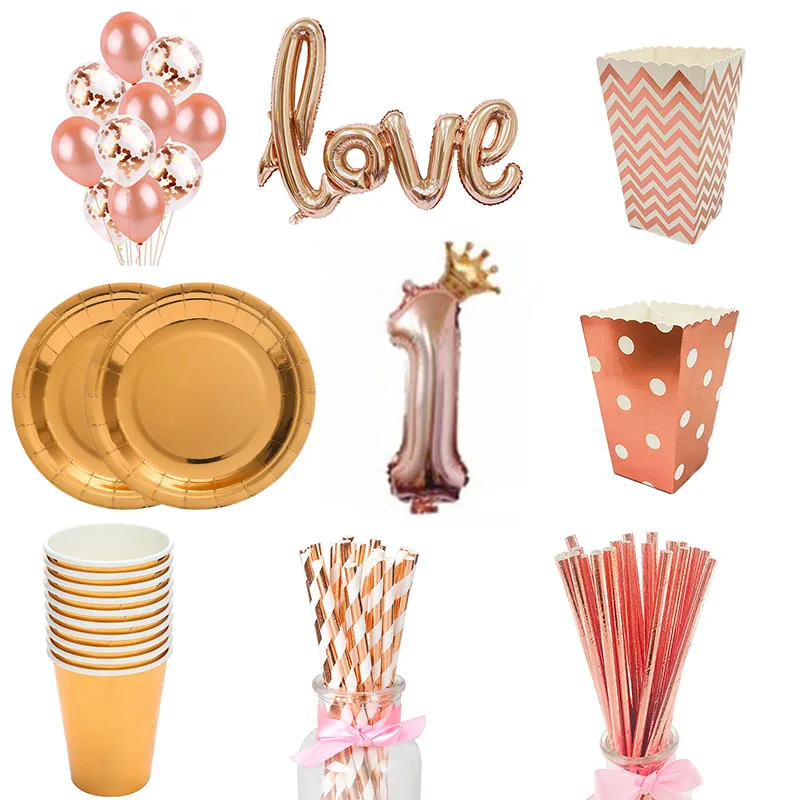 Party Disposable Tableware Set Rose Gold Paper Cup Plate Straws Supplies for Kid Birthday Party Decor Baby Shower Party Supplies
Party Disposable Tableware Set Rose Gold Paper Cup Plate Straws Supplies for Kid Birthday Party Decor Baby Shower Party Supplies