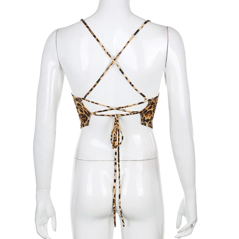 Leopard Pattern Women Tank Tops Backless Sexy Rave Outfits Sleeveless Cross Lace Up Bralette Crop Top Summer Streetwear
Leopard Pattern Women Tank Tops Backless Sexy Rave Outfits Sleeveless Cross Lace Up Bralette Crop Top Summer Streetwear