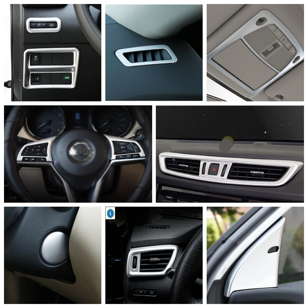 Matte Interior Refit Kit Steering Wheel / Roof Reading Lamps / Air AC / Head Lamps Cover Trim For Nissan Qashqai J11 2014 - 2020
Matte Interior Refit Kit Steering Wheel / Roof Reading Lamps / Air AC / Head Lamps Cover Trim For Nissan Qashqai J11 2014 - 2020