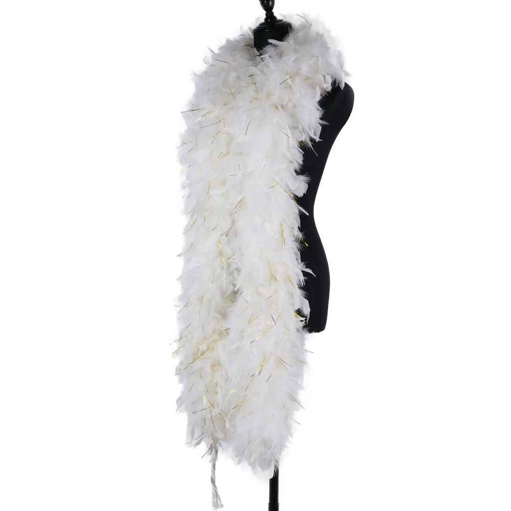 130 Gram White Turkey Feathers Boa With Gold Silk Shawl Accessory Fluffy Plumes Decoration Carnival Wedding Feather For Crafts
130 Gram White Turkey Feathers Boa With Gold Silk Shawl Accessory Fluffy Plumes Decoration Carnival Wedding Feather For Crafts