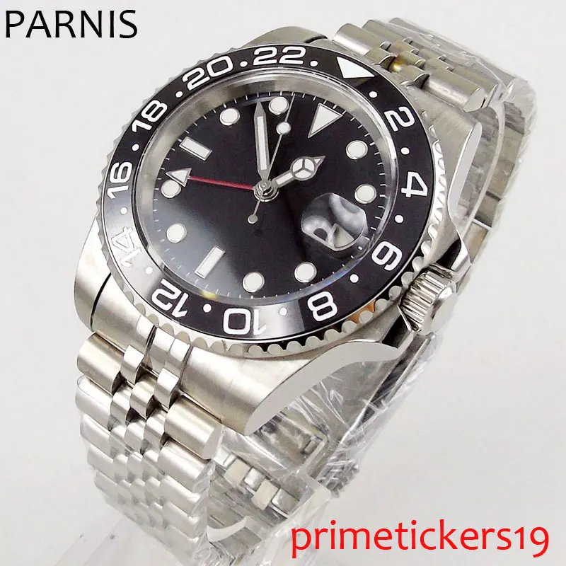 40mm PARNIS sterile black dial black ceramic bezel sapphire glass luminous hands GMT automatic mens watch PA1192
40mm PARNIS sterile black dial black ceramic bezel sapphire glass luminous hands GMT automatic mens watch PA1192