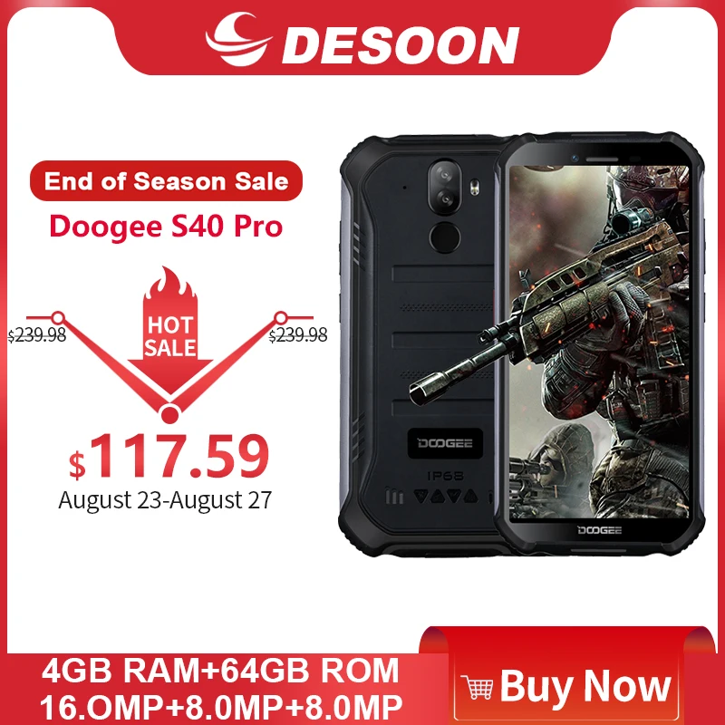 Смартфон Doogee S40 Pro на Android 10 восемь ядер экран 5 45 дюйма 4 Гб + 64 ГБ|Смартфоны| |