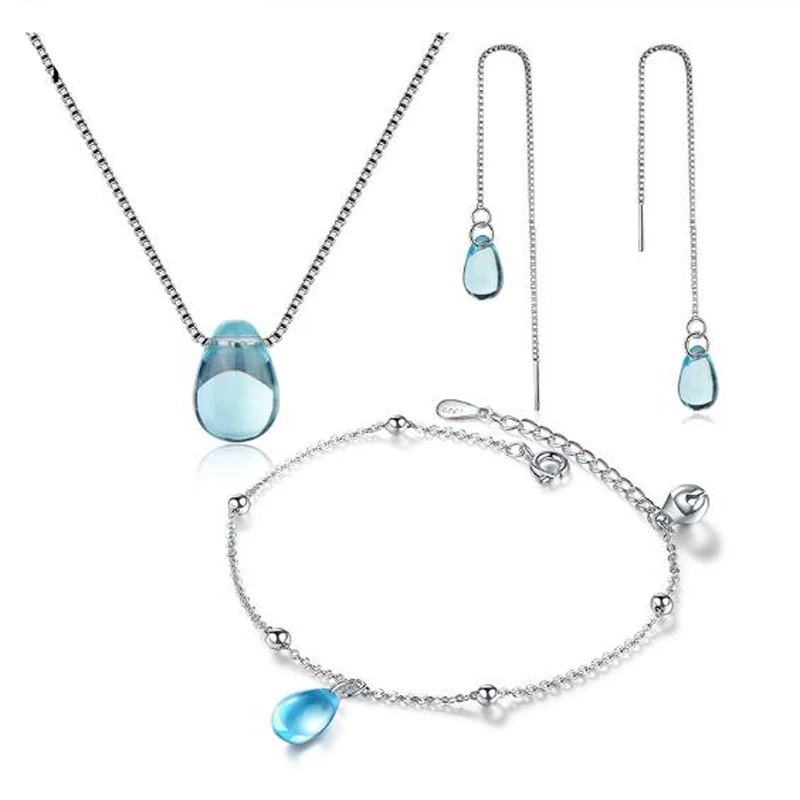 3 Styles 925 Sterling Silver Jewelry Sets Blue Crystal Water Drop Tears Necklace+Earrings+Bracelet For Women Gift
3 Styles 925 Sterling Silver Jewelry Sets Blue Crystal Water Drop Tears Necklace+Earrings+Bracelet For Women Gift