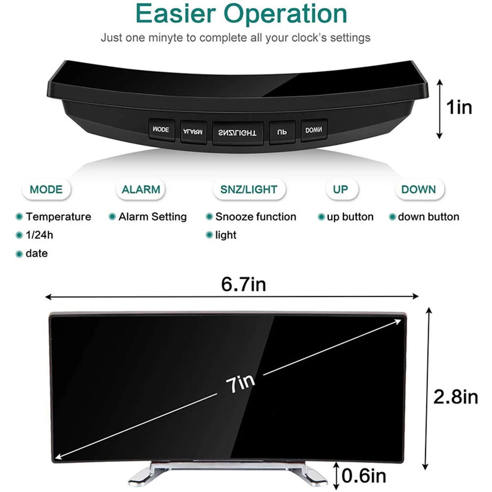 7 Inch Digital Alarm Clock Curved Dimmable Led Digital Clock For Kids Bedroom Green Large Number Clock Table Lightweight
7 Inch Digital Alarm Clock Curved Dimmable Led Digital Clock For Kids Bedroom Green Large Number Clock Table Lightweight