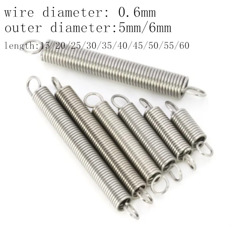 10Pcs Wire Dia 0.6mm 304 Stainless Steel Dual Hook Small Tension Spring Outer Dia 4mm 5mm 6mm Length 15-50mm 
10Pcs Wire Dia 0.6mm 304 Stainless Steel Dual Hook Small Tension Spring Outer Dia 4mm 5mm 6mm Length 15-50mm