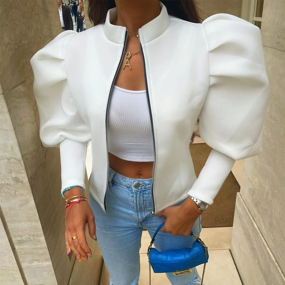 Elegant Zipper Cropped Cardigan Jacket Women Autumn Fashion Puff Long Sleeve Stand Collar Short Coat Lady Streetwear Outerwear
Elegant Zipper Cropped Cardigan Jacket Women Autumn Fashion Puff Long Sleeve Stand Collar Short Coat Lady Streetwear Outerwear