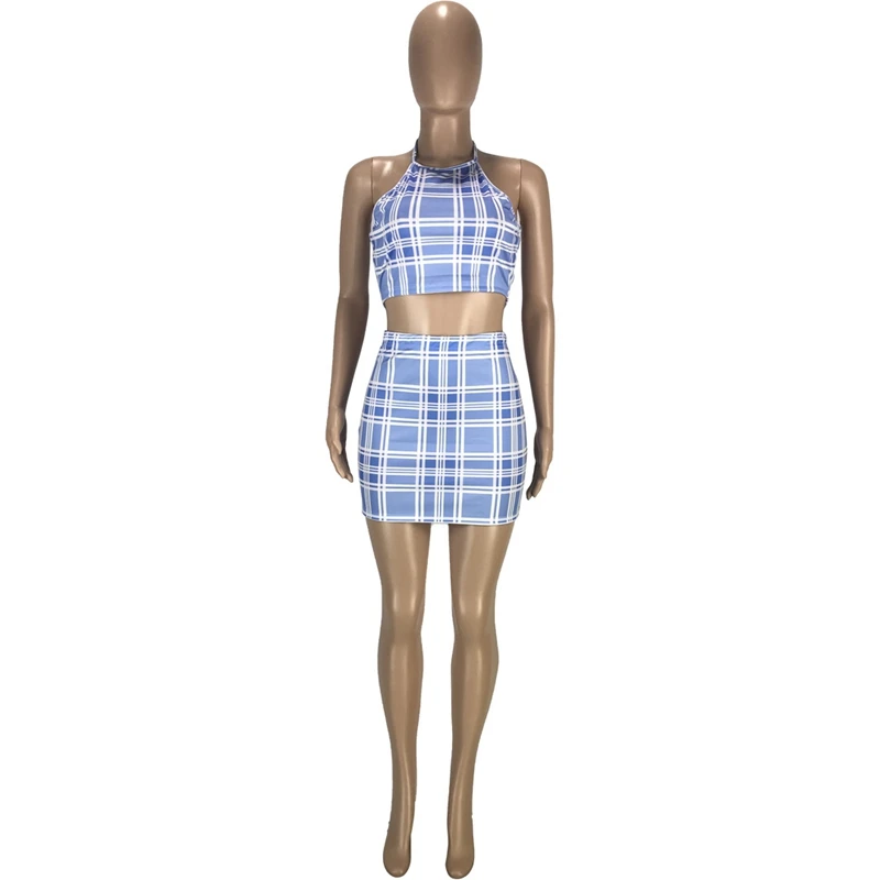 Sexy Plaid Two Piece Skirt Set Backless Crop Top Bodycon Mini Dresses for Women Summer Beachwear Outfits Matching Sets
Sexy Plaid Two Piece Skirt Set Backless Crop Top Bodycon Mini Dresses for Women Summer Beachwear Outfits Matching Sets