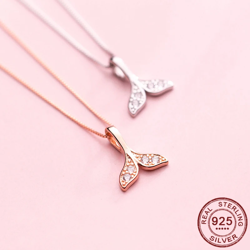 Romantic 100% Real 925 Sterling Silver Collar Zircon Mermaid Tail Necklaces For Women Girl Clavicle Chain Choker Gift Rose Gold 
Romantic 100% Real 925 Sterling Silver Collar Zircon Mermaid Tail Necklaces For Women Girl Clavicle Chain Choker Gift Rose Gold