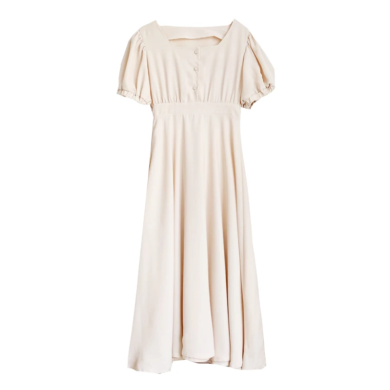 women's clothing new summer fashion square collar buttons dress solid color short-sleeved dresses
women's clothing new summer fashion square collar buttons dress solid color short-sleeved dresses