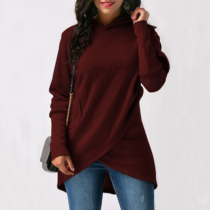 Fashion Women Hoodies New Long Sleeve Pockets Solid Color Pullover O Neck Irregular Slim Hooded
Fashion Women Hoodies New Long Sleeve Pockets Solid Color Pullover O Neck Irregular Slim Hooded