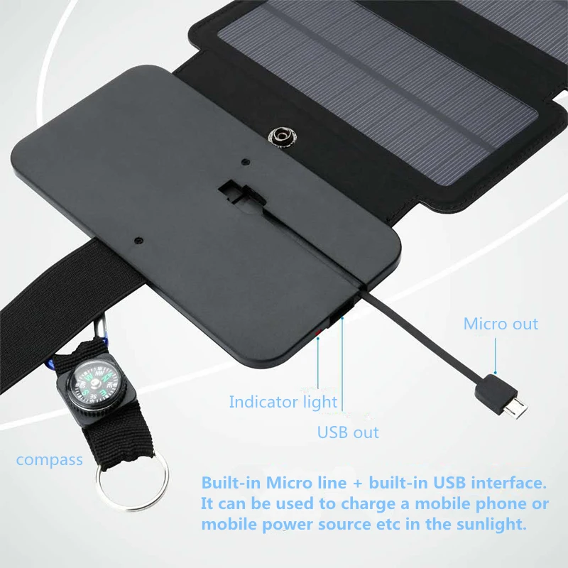 Зарядное устройство на солнечных батареях KERNUAP 20 Вт складное 5 В 2 1 А USB-выход