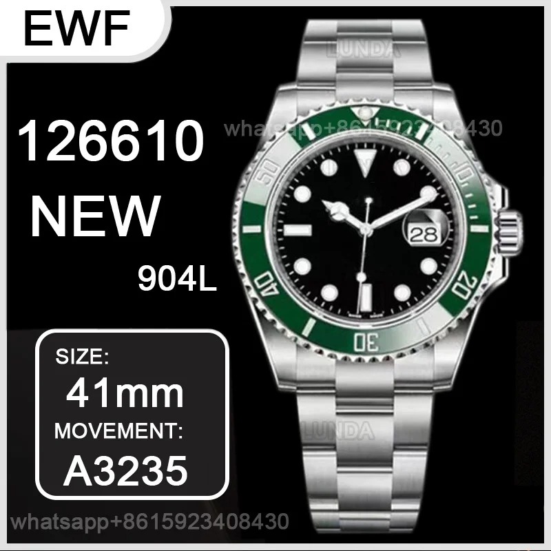 Men's Mechanical Luxury Watch 126610 41MM Submariner 2020 New Model Kermit 904L Steel EWF 1: 1 Best Edition A3235 Watch Men
Men's Mechanical Luxury Watch 126610 41MM Submariner 2020 New Model Kermit 904L Steel EWF 1: 1 Best Edition A3235 Watch Men