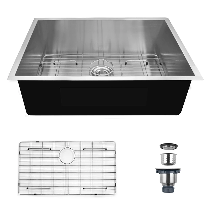 

304 Premium Stainless Steel Single Bowl Undermount 28'' X 19'' X 9'' Handmade Kitchen Sink Combo With Faucet