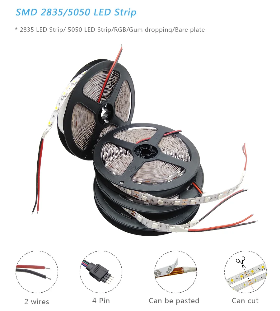 СВЕТОДИОДНАЯ лента SMD 5050 2835 5 м белые/теплые белые цвета RGB водонепроницаемая