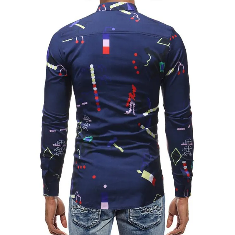 2019 new fashion menswear personalized printed long-sleeved casual shirt