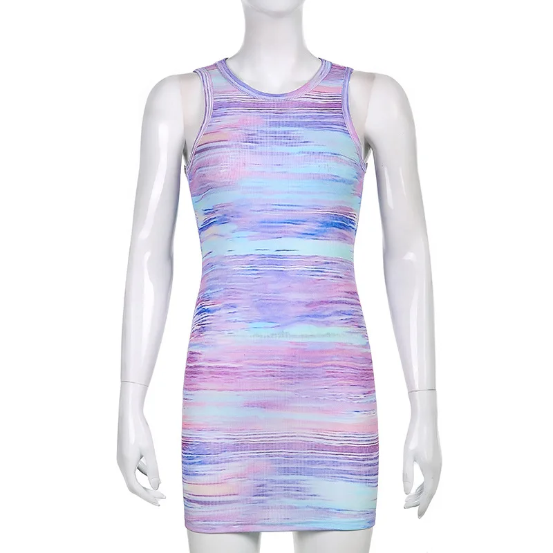 Vintage Y2K Streetwear Tie Dye Print Tank Dresses Summer 90s Fashion O-neck Sleeveless Bodycon Mini Dress Women 2021 New
Vintage Y2K Streetwear Tie Dye Print Tank Dresses Summer 90s Fashion O-neck Sleeveless Bodycon Mini Dress Women 2021 New