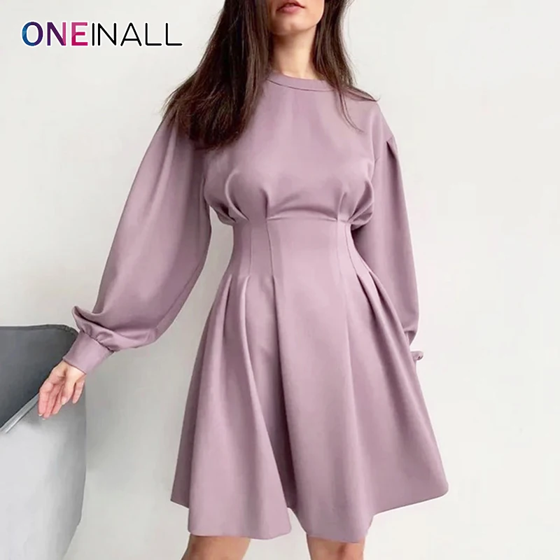 ONEINALL Elegant Purple Dress For Women O Neck Puff Long Sleeve High Waist Mini Pleated Dresses Female Summer Clothing 2021 Tide
ONEINALL Elegant Purple Dress For Women O Neck Puff Long Sleeve High Waist Mini Pleated Dresses Female Summer Clothing 2021 Tide