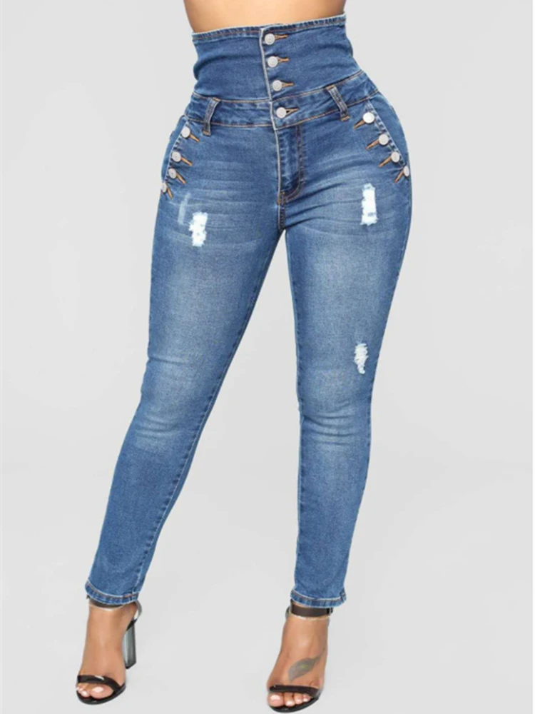 Fashion Ladies Full Length Denim Skinny Pants Retro Skinny Four Button High Waist Pencil Jeans Stretch Jeans Distressed Jeans
Fashion Ladies Full Length Denim Skinny Pants Retro Skinny Four Button High Waist Pencil Jeans Stretch Jeans Distressed Jeans
