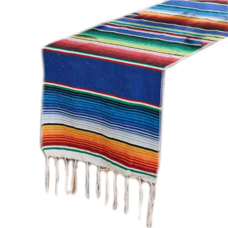 35x213cm Mexican Blanket Bright Rainbow Stripes Woven Table Runner Fringe Cotton Tablecloth Festival Party Home Table LX0C
35x213cm Mexican Blanket Bright Rainbow Stripes Woven Table Runner Fringe Cotton Tablecloth Festival Party Home Table LX0C