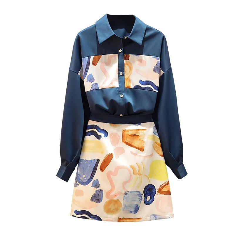 Large Size Ladies' Spring 2021 New Korean Fashion Print Shirt Skirts Two Pcs Clothing Set Leisure Suit Lady Outfit Vestido
Large Size Ladies' Spring 2021 New Korean Fashion Print Shirt Skirts Two Pcs Clothing Set Leisure Suit Lady Outfit Vestido