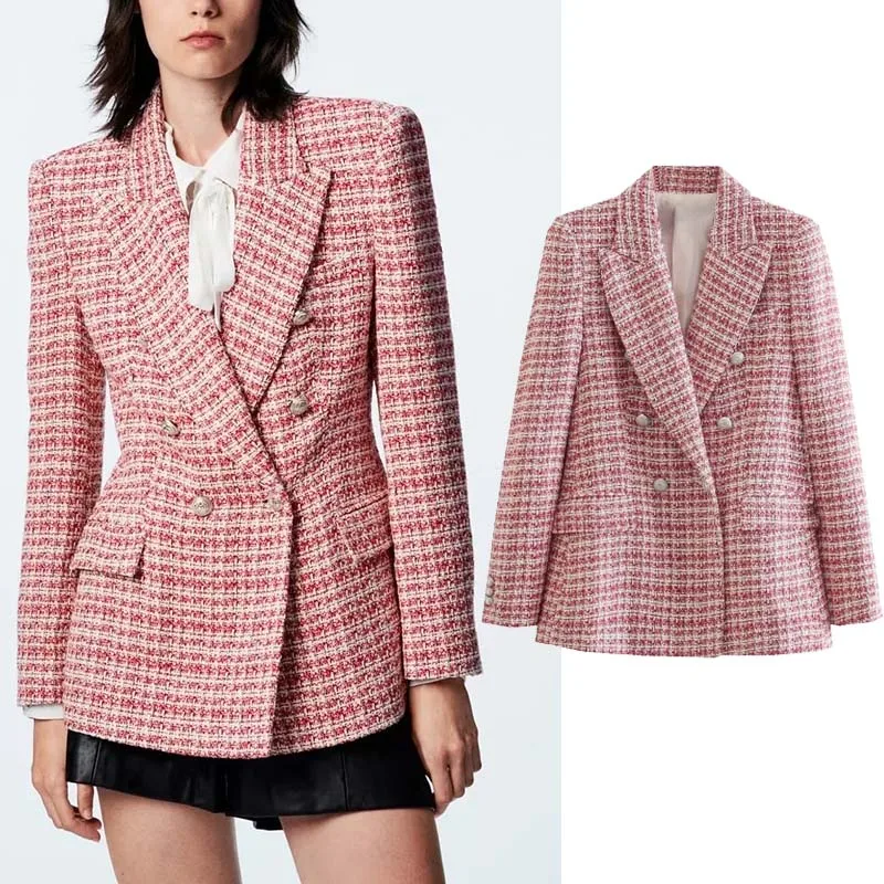 Klkxmyt ZBZA Vintage Textured Blazer Women Metal Double Breasted Fitted Coat Autumn Elegant Female Blazers Long Sleeve Jacket
Klkxmyt ZBZA Vintage Textured Blazer Women Metal Double Breasted Fitted Coat Autumn Elegant Female Blazers Long Sleeve Jacket