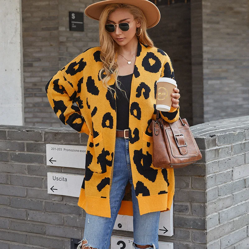 Long Style Leopard Knitted Cardigans Women V-Neck Loose Casual Sweaters 5 Colors Fashion Autumn Winter Warm Knitted Coats Tops
Long Style Leopard Knitted Cardigans Women V-Neck Loose Casual Sweaters 5 Colors Fashion Autumn Winter Warm Knitted Coats Tops