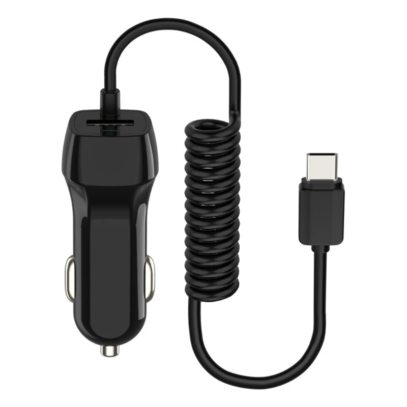Type - C Car Charger USB with Cable Charging Black with Spring Wire Design Compatible with iPh-one and Sam-sung
Type - C Car Charger USB with Cable Charging Black with Spring Wire Design Compatible with iPh-one and Sam-sung