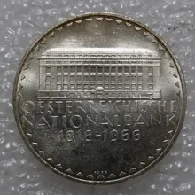 Austria 1966 50 Shillings National Bank 150 Years Commemorative Coin Real Rare Silver Original Coin Collection