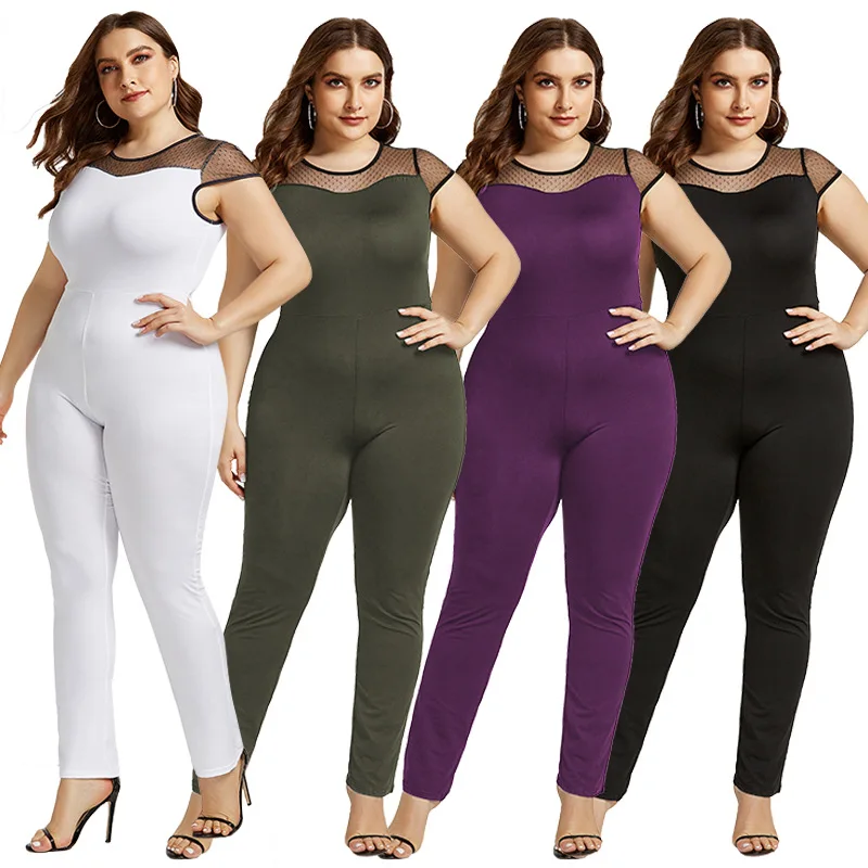 Women Jumpsuits Mesh Stitching Sexy Fashion Short-Sleeve O-Neck Jumpsuit 2020Causal Loose Women Rompers Oversize Plus Size L-4XL
Women Jumpsuits Mesh Stitching Sexy Fashion Short-Sleeve O-Neck Jumpsuit 2020Causal Loose Women Rompers Oversize Plus Size L-4XL