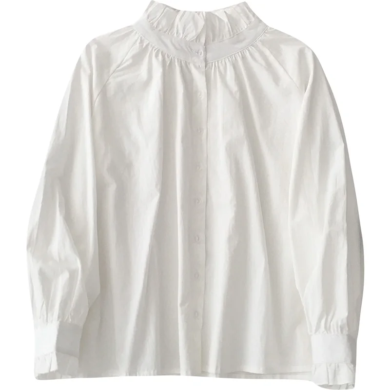 Ruffled Neck White Women Shirts Summer New Long-Sleeved Loose All Match Office Lady Elegant Outwear Tops
Ruffled Neck White Women Shirts Summer New Long-Sleeved Loose All Match Office Lady Elegant Outwear Tops