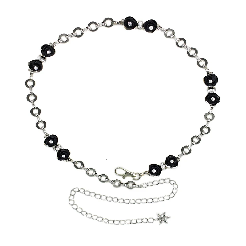 Fashion metal thin belt women's ins Chain Black Rose decoration waist chain dress accessories
Fashion metal thin belt women's ins Chain Black Rose decoration waist chain dress accessories