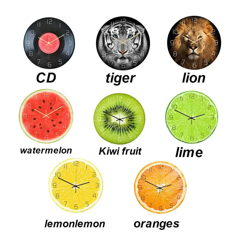 Acrylic UV Printing Clock Creative Wall Clock Fruit Animal Wood Grain Sall Clock Household Bedroom Living Room Decoration
Acrylic UV Printing Clock Creative Wall Clock Fruit Animal Wood Grain Sall Clock Household Bedroom Living Room Decoration