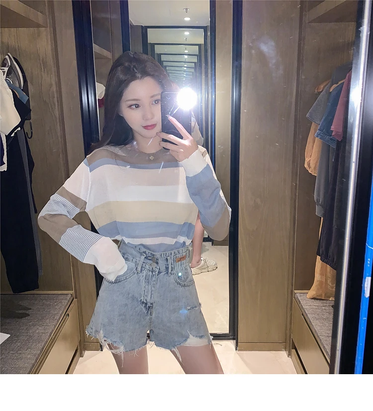 Retro Women's Knitwear Spring Summer Fashion Casual Long Sleeve Slim O-neck Stripe Office Lady Top COTTON Houthion
Retro Women's Knitwear Spring Summer Fashion Casual Long Sleeve Slim O-neck Stripe Office Lady Top COTTON Houthion