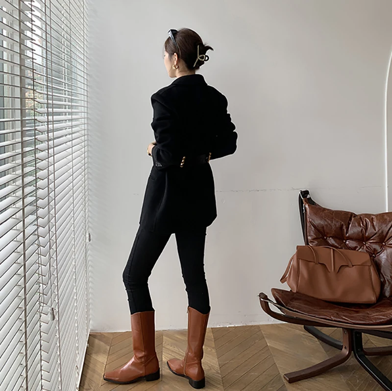 Fit Black Loose Brief PU Leather Belt Woolen Coat Parkas New Long Sleeve Women Fashion Tide Autumn Winter 2021 1DD1961
Fit Black Loose Brief PU Leather Belt Woolen Coat Parkas New Long Sleeve Women Fashion Tide Autumn Winter 2021 1DD1961