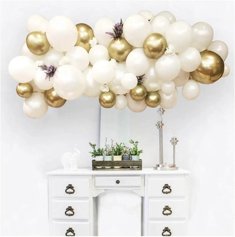 122pcs White Metallic Gold Balloon Garland Arch Kit Clear Gold Dot Latex Ballons Wedding Birthday Party Decor Baby Shower Globos
122pcs White Metallic Gold Balloon Garland Arch Kit Clear Gold Dot Latex Ballons Wedding Birthday Party Decor Baby Shower Globos