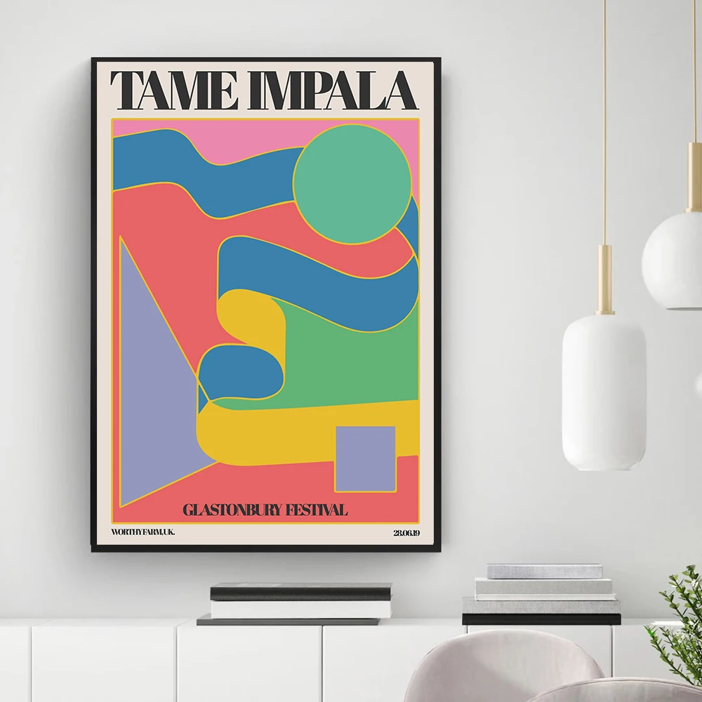 Постер Tame Impala At gloutbury Gig, винтажная красочная Картина на холсте, Ретро Декор стен, картины для постеров, декор для комнаты в эстетике
Постер Tame Impala At gloutbury Gig, винтажная красочная Картина на холсте, Ретро Декор стен, картины для постеров, декор для комнаты в эстетике