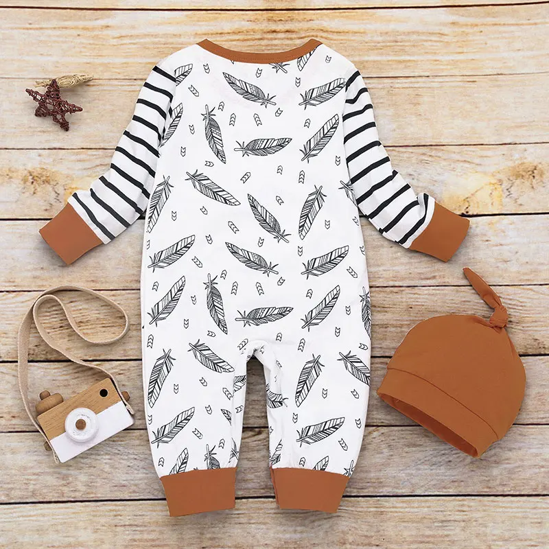 0-24M Newborn Sweet Striped Romper & Cap 2Pcs Newborn Kid Baby Girl Boy Feather Clothes Romper Jumpsuit Home Outfit Autumn 
0-24M Newborn Sweet Striped Romper & Cap 2Pcs Newborn Kid Baby Girl Boy Feather Clothes Romper Jumpsuit Home Outfit Autumn